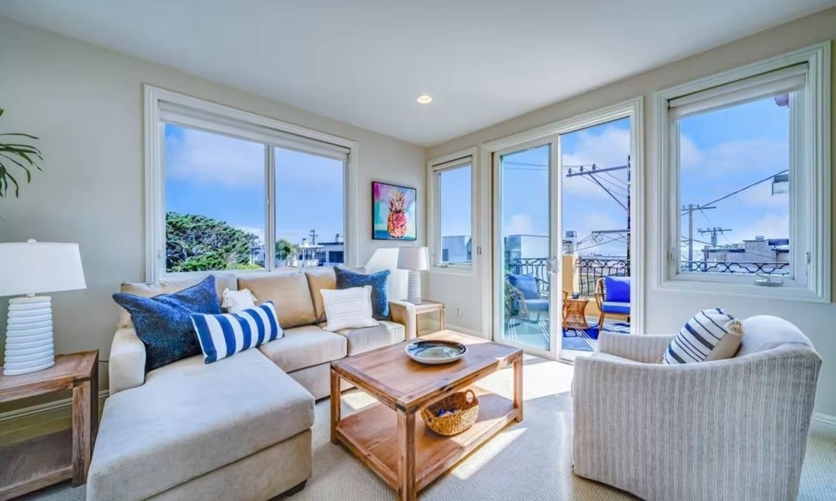 The Strand House | Beach Townhome with Ocean Views, Sleeps 6, Garage Parking Space