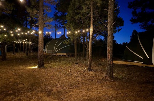 McIntosh RV Rental | Scenic Glamping Tent with Orchard & Farm Animals near Mountainair in Torreon, New Mexico