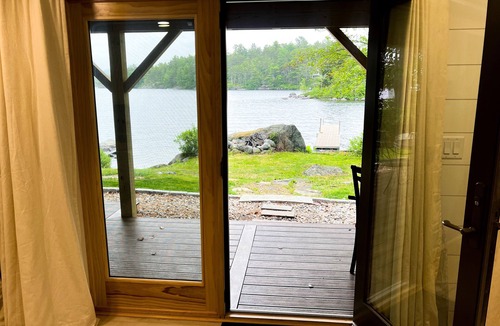 Lucerne-in-Maine House | Spacious Lakefront Home with a Sandy Beach, Kayaks, and Stunning Panoramic Views