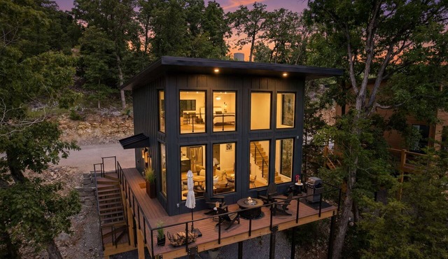 Modern Lakeview Treehouse w. Hot tub, Pool, Fire Pit