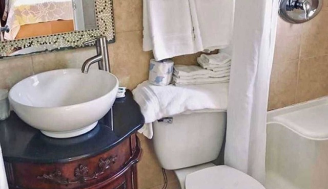 Two double bed studio with full kitchen on 2nd floor .