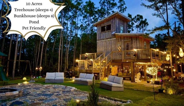 Water + Woods – Unique Treehouse Retreat on 10 Private Acres in Gulf Shores